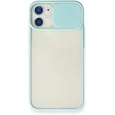 GGM GİYİM &amp; AKSESUAR Apple iPhone 11 ile Uyumlu Arkası Mat Yapıya Sahip S&uuml;rg&uuml;l&uuml; Kamera Korumalı Silikon Kılıf (Turkuaz)