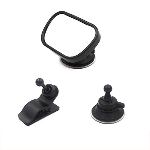 CaLeSi - Espejo retrovisor para bebé - Ver bebé/niño en el asiento trasero - Seguridad inastillable - Taza de hebilla en parabrisas o clip en el parasol del coche para bebé y madre visión trasera ajustable