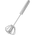 myKimono Stainless Steel Whisks, Hand Push Whisk Blender Semi-Automatic Whisk Mixer Egg Milk Beater Milk Frother Rotating Push Whisk Mixer for Blending, Whisking, Beating & Stirring (10 inches)