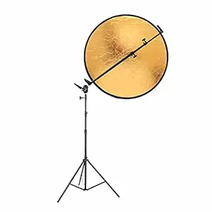 HIFFIN HF- RG Reflector Stand Kit 9ft Stand with Reflector Stand | Reflector 42-inch / 107 cm 5 in 1 Collapsible Multi-Disc Light Reflector with Bag - Translucent, Silver, Gold, White and Black