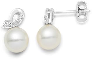 Miore - MG9183E - Boucles d'Oreille Femme - Or Blanc 9 Cts 375/1000 0.96 Gr - Perle d'eau douce