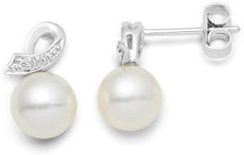 Miore - MG9183E - Boucles d'Oreille Femme - Or Blanc 9 Cts 375/1000 0.96 Gr - Perle d'eau douce