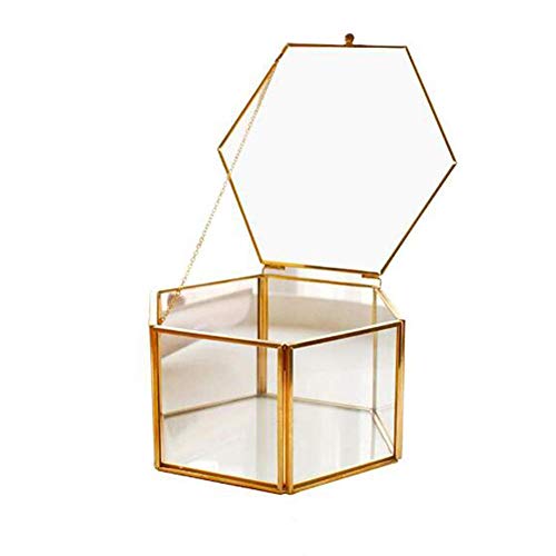 Preisvergleich Produktbild ZYJFP Spiegelglas Sechseckiges Schmuckkästchen, Clear Ring Box Schmuck Aufbewahrungsbox Collection Organizer, Home Storage