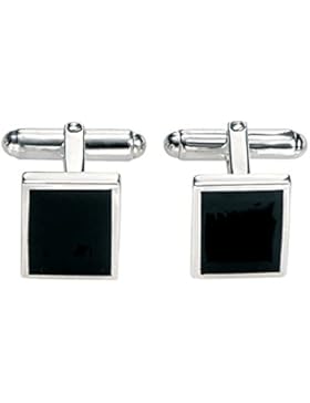 Fred Bennett Herren-Manschettenknöpfe 925 Sterling Silber Achat schwarz Rechteckige Manschettenknöpfe mit schwarzem...
