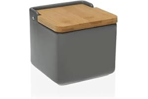 DRW Salero cerámica gris mate 12.2x12.2x11.5 cm