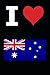 Produktbild Blank Notebook - I Love Australia - 100 Pages - Black: 6" x 9"; 152 mm x 229 mm; Page Numbers; White Paper; 50 Sheets; Unruled Diary; Unlined Journal; Table of Contents; Flag; Luv; Heart