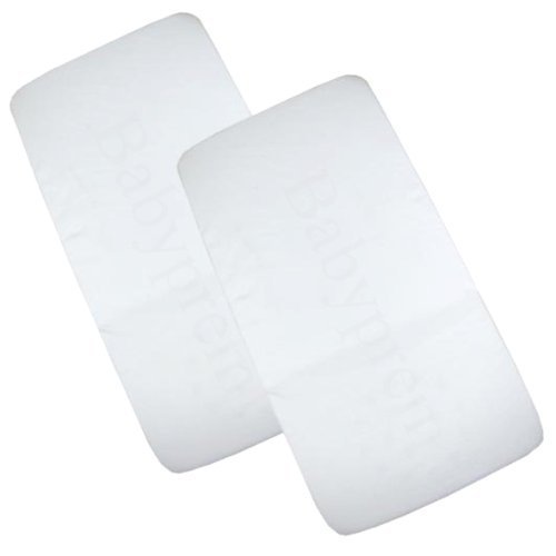 BabyPrem Pack of 2 Fitted Crib / Pram Sheets 100% Cotton - Plain White