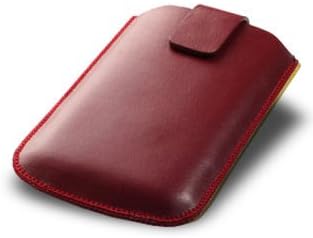 DARK RED LEATHER LOOK POUCH CASE WITH LIFT UP TAB FOR SAMSUNG GALAXY ACE PLUS S7500