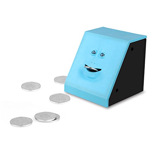 Geld sparen Bank Münze Bank Automatische Geld sparen Box Gesicht Bank Piggy Bank (Blau) - 2