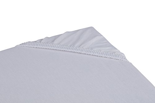 S.Ariba Soft Comfort Baumwolle Jersey-Stretch Spannbettlaken, verschiedene Farben und Größen, Weiß 140x200cm bis 160x200cm - 3
