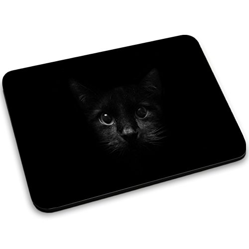 Katzen 10035, Schwarze Katze, Mousepad Anti Rutsch Unterseite für Optimalen Halt Kompatibel mit allen Maustypen (Kugel, Optisch, Laser) Ideal für Gamer und für Grafikdesigner.