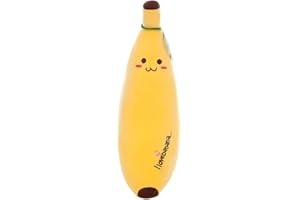 JAWSEU Peluche Banana, Carino 3D Banana Peluche Cuscino Morbido Peluche Bambola di Cartone Animato Banana di Frutta Divano Cuscino, Giocattolo per Bambini (35CM)