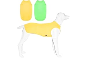 Kickred 2 Pack Dog Shirt Vest, Dog Cooling Shirts for Large Dogs, Summer Doggy Vest Tee Shirt, Lightweight for Summer Dog Clothes - Grass Green+lemon Yellow (2XL)