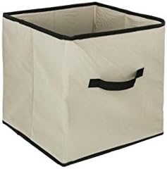 JJA Textile storage box, clothes box, 31 x 31 cm, black - Secret de Gourmet, Colour:beige