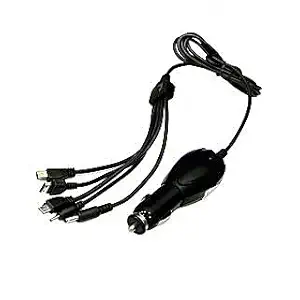 Roots 3 in 1 Universal Car Charger Adapter Multipin Charging Cable 2.4A Output Adapter for All Smartphones