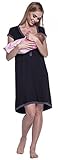 Happy Mama. Damen Umstands-Nachthemd mit Stillfunktion. Stillshirt Kurzarm. 981p - 4