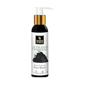 Good Vibes Activated Charcoal Deep Cleansing Face Wash, 120 ml Dirt Removal Deep Pore Cleansing Formula for All Skin Types, Controls Excess Sebum & Acne, Natural, No Parabens & Mineral Oil