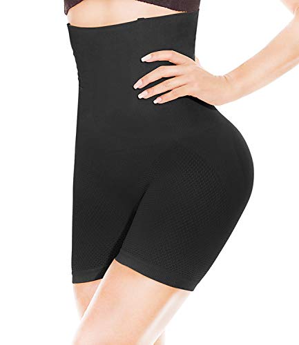 HONFAY Mujer Fajas Reductoras Body Shaper Bragas Cintura Ancha Alta Corsé Adelgazantes de Invisible Cinturón Formación Ropa Interior Pantalones Cortos (Negro-L)