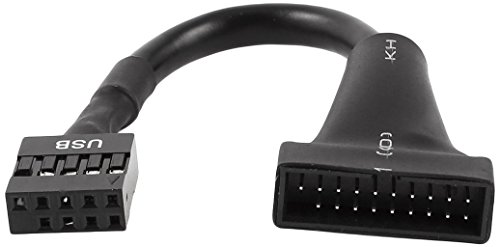 sourcingmap® USB 2.0 9 Pin Female to USB 3.0 20 Pin Male Cord Connector - Black