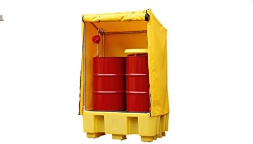 2 Drum Spill Pallet with Framed Cover - Heavy-Duty Secondary Containment Solution for Hazardous Materials and Leak Prevention