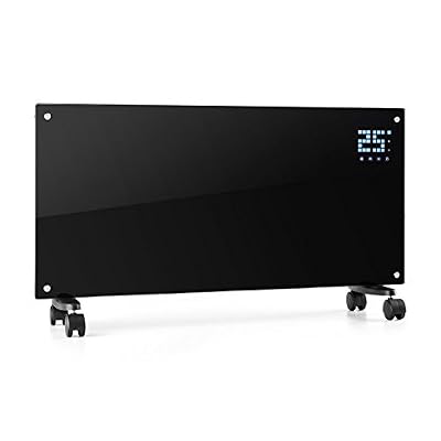 Klarstein Bornholm - Radiateur électrique convecteur chauffage d'appoint forme panneau design (2000 W, Menu LED, 2 niveaux thermostat réglable, roulettes) - noir