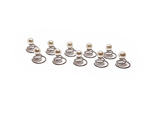 10 x Perlen Curlies 8mm Curlie , Haarschmuck Brauthaarschmuck - Set Beige