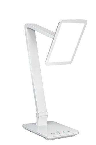 Preisvergleich Produktbild TaiyTech 10W LED Schreibtischlampe Tischleuchte mit Smart-Touch Bedienfeld, stufenlos dimmbares und extra großes LED-Panel, Farbtemperatur frei wählbar, USB-Anschluss zum Aufladen des Smartphones (weiß)