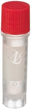 Wheaton W985864 Polypropylene Conical 2mL CryoElite Cryogenic Freestanding Vial, with Writing Patch and External Threaded Red Cap (Case of 500)