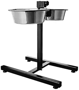 Woofy Stainless Steel Double Diner Food Bowl Stand for Dog Adjustable with 2 Bowls (H Type, Medium 2800 ML)