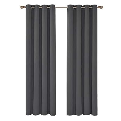 Deconovo Lot de 2 Rideaux Occultants Solides Lourds de Salle de Bain à Oeillets 135cm x 240cm,Isolant Thermique, Gris