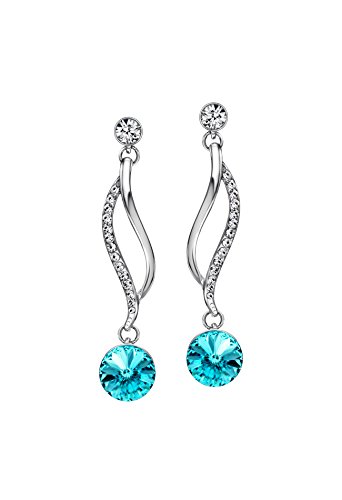 Ananth Jewels Swarovski Elements Blue Crystal and Rhinestone Drop Dangle Earrings for Women