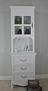 Küchenschrank Schrank weiß Landhaus Holz shabby-chic Holz Glastür