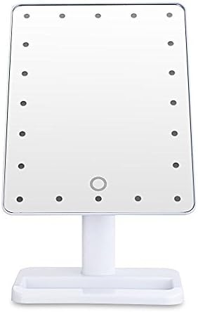 Herryke LED Illuminated Vanity Cosmetic Mirror, 20 Lights Bulbs Bathroom Mirror with Battery , Dressing, Traveling (White)