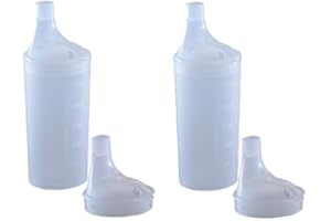 BAYLISS MOBILITY Plastic Feeding Cup with 2 LIDS - Adult Feeder Beaker with Large and Narrow spout - Hospital Mug (2)