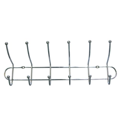 TOPSTAR Wandgardrobe mit 6 Haken, 50 cm, verchromte Gardrobenleiste, Raumsparwunder, Gardrobenhaken, silber, Abstellraum, Kinderzimmer, Flur, Schlafzimmer Küche