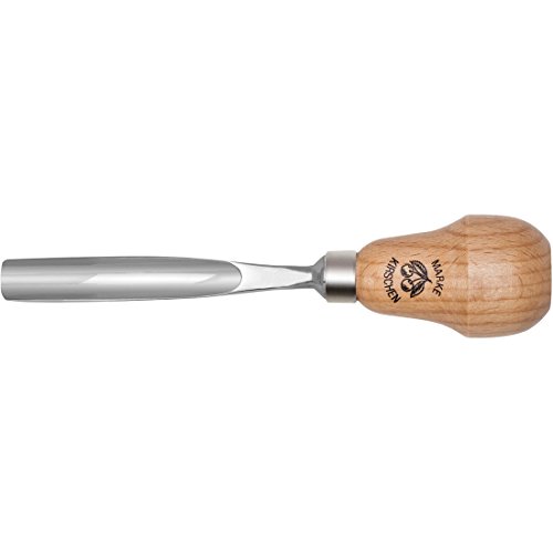 Kirschen Kerbschnitzbeitel mit Birnenheft Stich 10, gebogen & tiefer Höhlung - 6mm