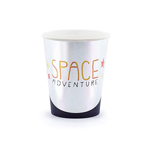 Luck and Luck 6 Vasos de Papel para Fiesta de cumpleaños, diseño de la Suerte y la Suerte, Color Plateado