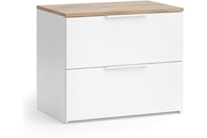 ‎VICCO Vicco Kommode Wido, Regal mit Türen, Weiß/Sonoma, 60 x 50 cm mit 2 Schubladen