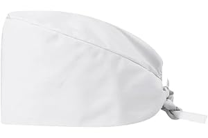 GLOBAL JDM Gorro Quirúrgico Sanitario Unisex | Para Mujer y Hombre | Enfermera, Dentista, Médico, Clínicas, Quirófano, Anestesista, Cocinero | 35% Algodón y 65% Poliéster | Blanco