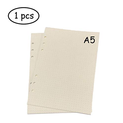 Recharge de feuilles Lvcky pour classeur à 6 anneaux - 1 recharge contient 45 feuilles ou 90 pages blanches standard à pointillés - Inserts pour carnet, agenda ou journal