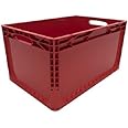 Colour Coded Euro Plastic Stacking Industrial Storage Containers Boxes Crates! (66 Litre - L 600 x W 400 x H 320mm, Red)