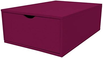 ABC Products – Length 75 cm with Drawer Wood Storage Cube – cube75t, Purple, Prune