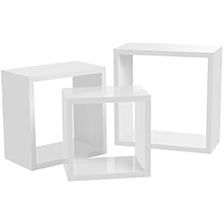 SONGMICS Etagères murales Lot de 3 Etagères cubiques flottantes Rangement Décoration de MDF Design rétro Blanche LWS30WT