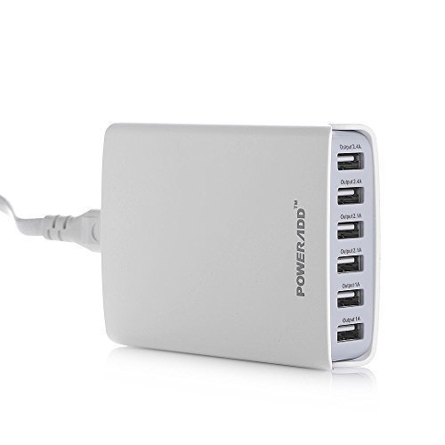 Poweradd 50 Watt Ladeadapter mit 6 USB Port USB Ladegerät für Smartphones,5V Tablet PCs und andere USB Geräte