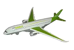 IndusBay Diecast Alloy Metal Airbus A350 Airplane Model Pull Back with Sound Light Aircraft Model Aeroplane Desk Toy for Kids (Green, Size 7.6 Inches)