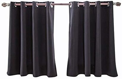 Diadia Room Darkening Noise Reducing Thermal Insulated Solid Ring Top Blackout Window Curtains/Drapes for Living Room 2Panels,74cm x 36cm (Black)