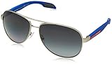 Protective case included Prada Linea Rossa Benbow Gafas de sol, Silver Rubber, 62 para Hombre