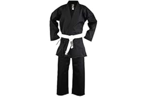 Playwell Karate Black 100% Cotton Medium Weight 8oz Uniform (Free White Belt) - NEW (4/170cm)
