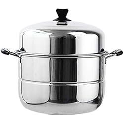 Couche/vapeur en acier inoxydable marmite à soupe 2-3 grande capacité des ménages avec vapeur 40cm Épaissie Convient for Cuisinière à gaz/Cuisinière à induction (Size : 2 layer)