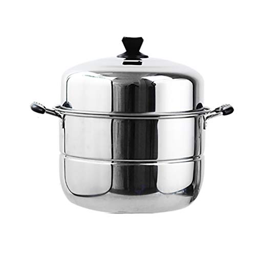 Couche/vapeur en acier inoxydable marmite à soupe 2-3 grande capacité des ménages avec vapeur 40cm Épaissie Convient for Cuisinière à gaz/Cuisinière à induction (Size : 2 layer)